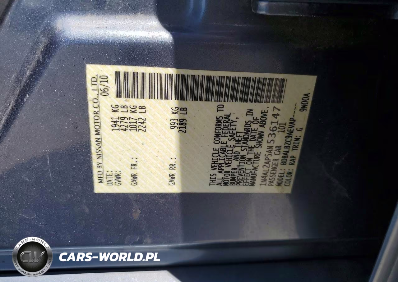2010 Nissan Altima 2.5 VIN:1N4AL2AP5AN536147 - 13
