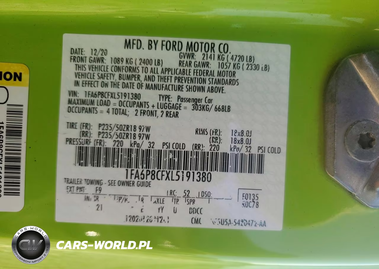 2020 Ford Mustang Gt VIN:1FA6P8CFXL5191380 - 13