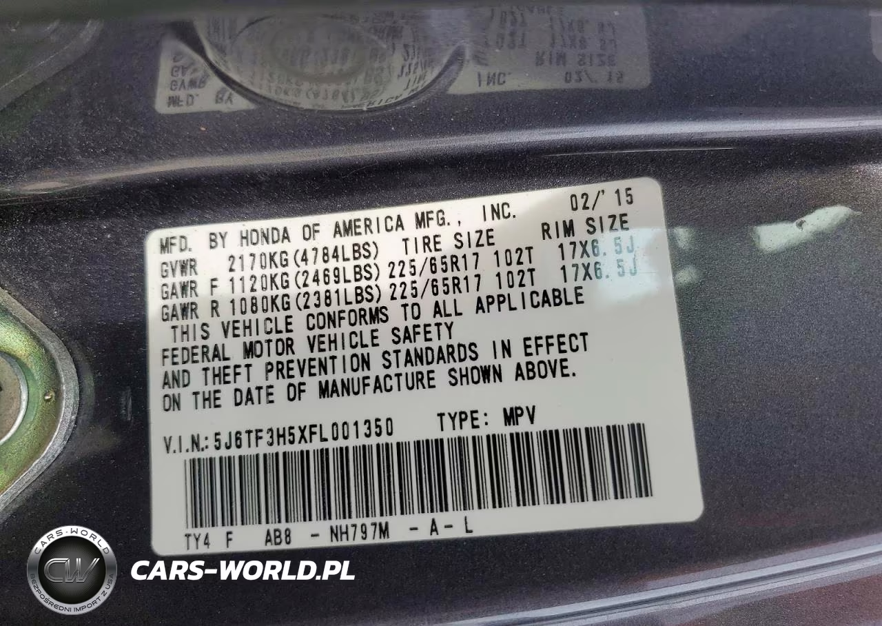 2015 Honda Crosstour Exl VIN:5J6TF3H5XFL001350 - 13