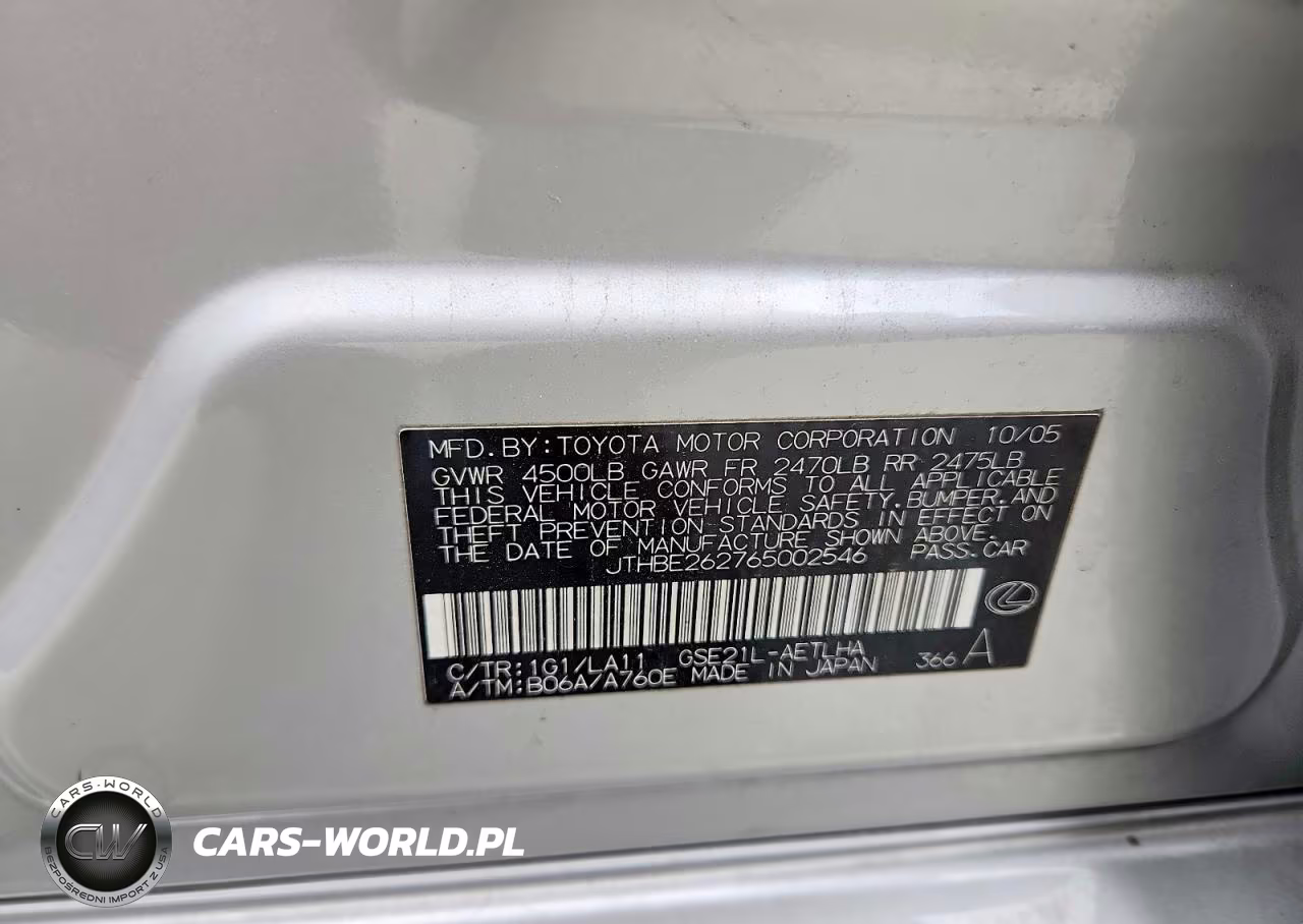 2006 Lexus Is 350 VIN:JTHBE262765002546 - 12