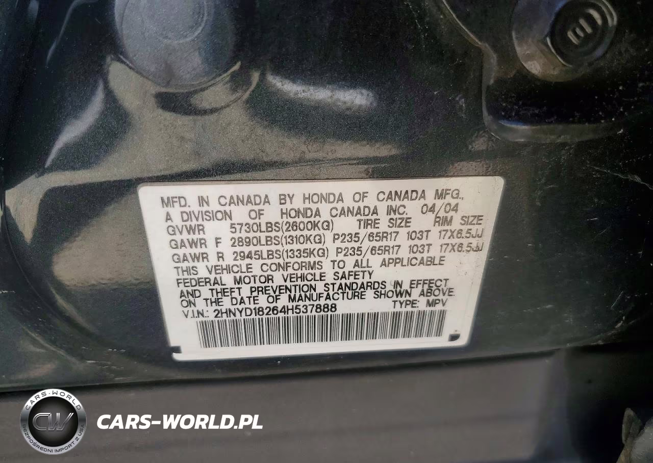2004 Acura Mdx VIN:2HNYD18264H537888 - 13