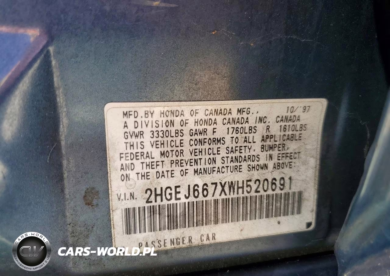 1998 Honda Civic Lx VIN:2HGEJ667XWH520691 - 12