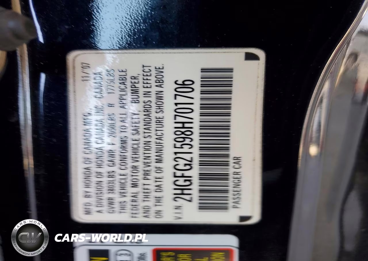 2008 Honda Civic Si VIN:2HGFG21598H701706 - 12