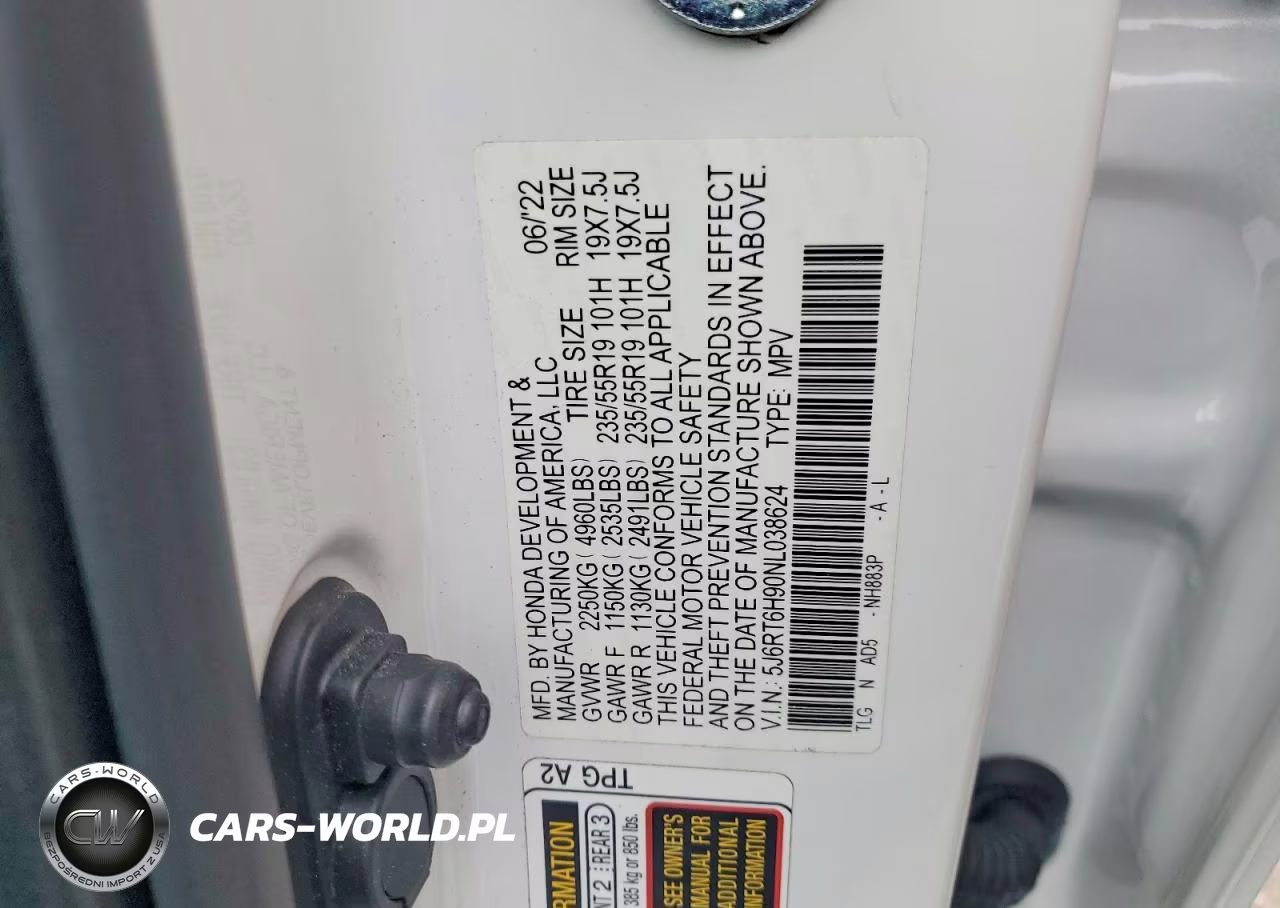 2022 Honda Cr-V Touring VIN:5J6RT6H90NL038624 - 14