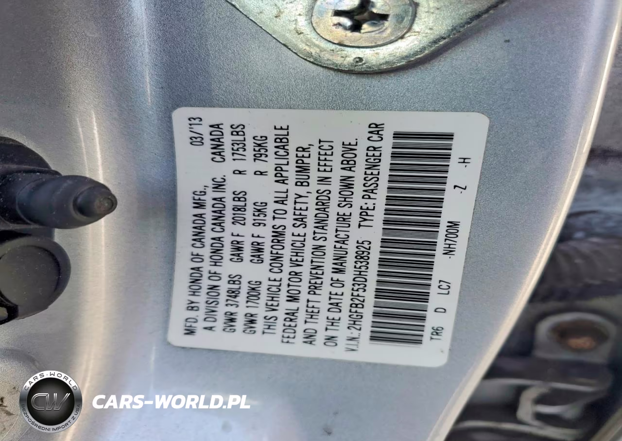 2013 Honda Civic Lx VIN:2HGFB2F53DH538925 - 12