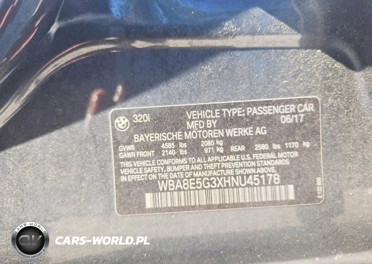 2017 BMW 320 Xi VIN:WBA8E5G3XHNU45178 - 12