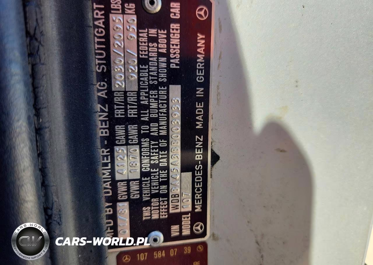 1981 Mercedes-Benz 380 Sl VIN:WDBBA45A3BB003933 - 12