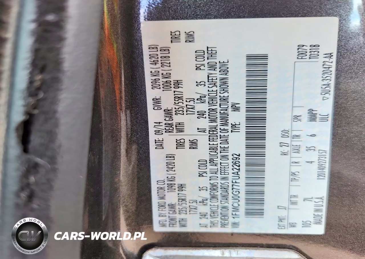 2015 Ford Escape Se VIN:1FMCU0G77FUA22692 - 14