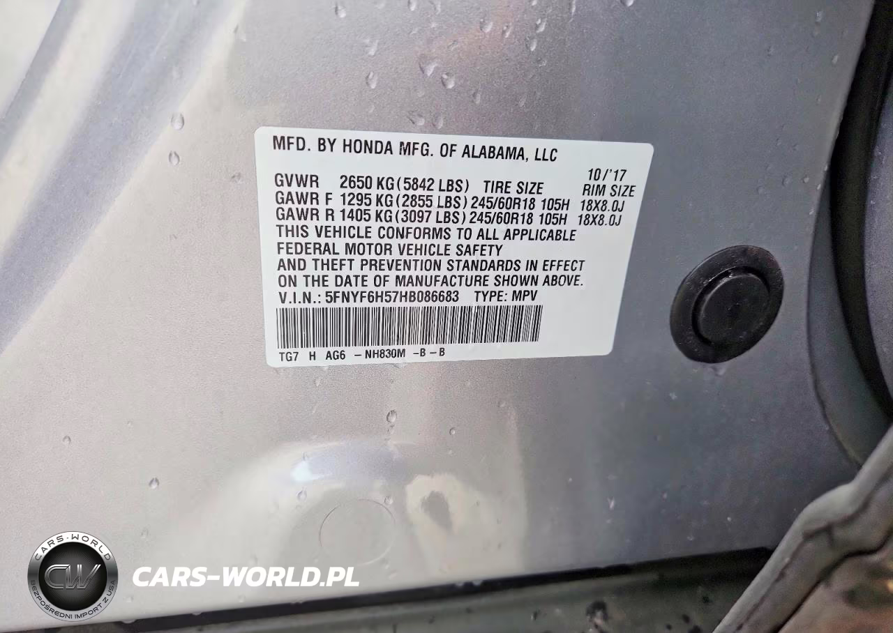 2017 Honda Pilot Exl VIN:5FNYF6H57HB086683 - 13