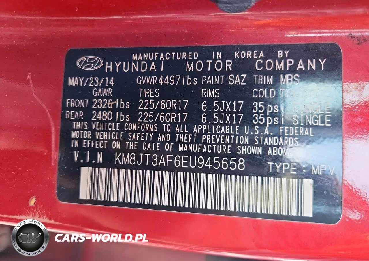 2014 Hyundai Tucson Gls VIN:KM8JT3AF6EU945658 - 12