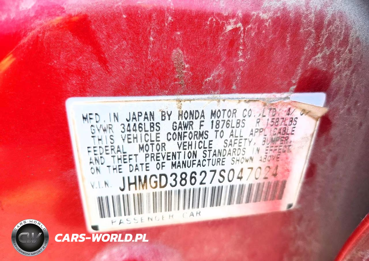 2007 Honda Fit S VIN:JHMGD38627S047024 - 12