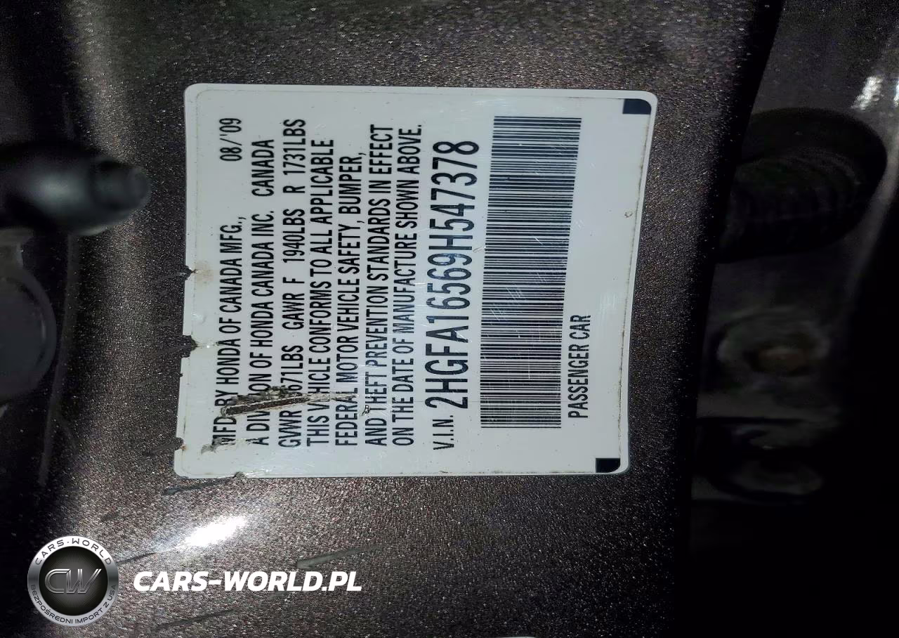 2009 Honda Civic Lx VIN:2HGFA16569H547378 - 13
