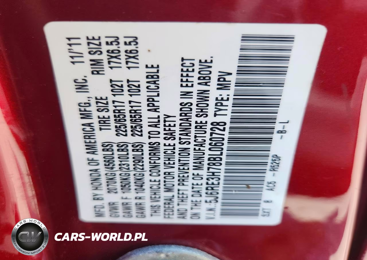 2011 Honda Cr-V Exl VIN:5J6RE3H78BL060728 - 14
