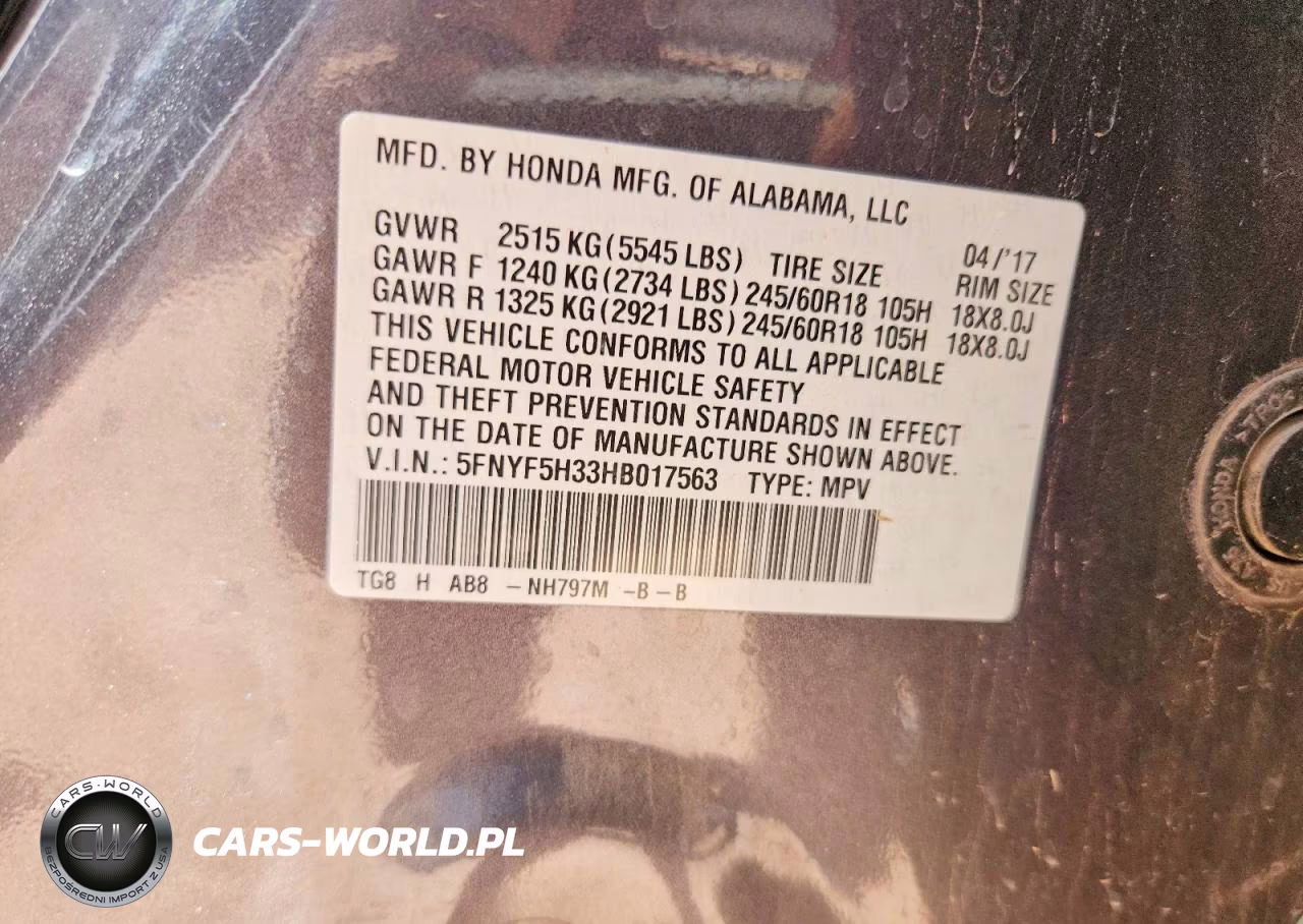 2017 Honda Pilot Ex VIN:5FNYF5H33HB017563 - 13