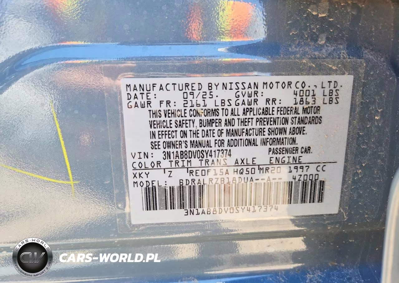 2025 Nissan Sentra Sr VIN:3N1AB8DV0SY417374 - 12