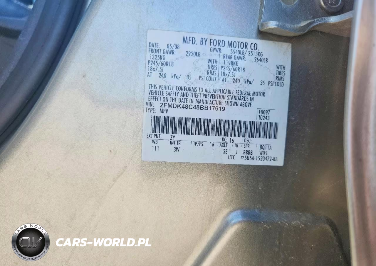 2008 Ford Edge Sel VIN:2FMDK48C48BB17619 - 14