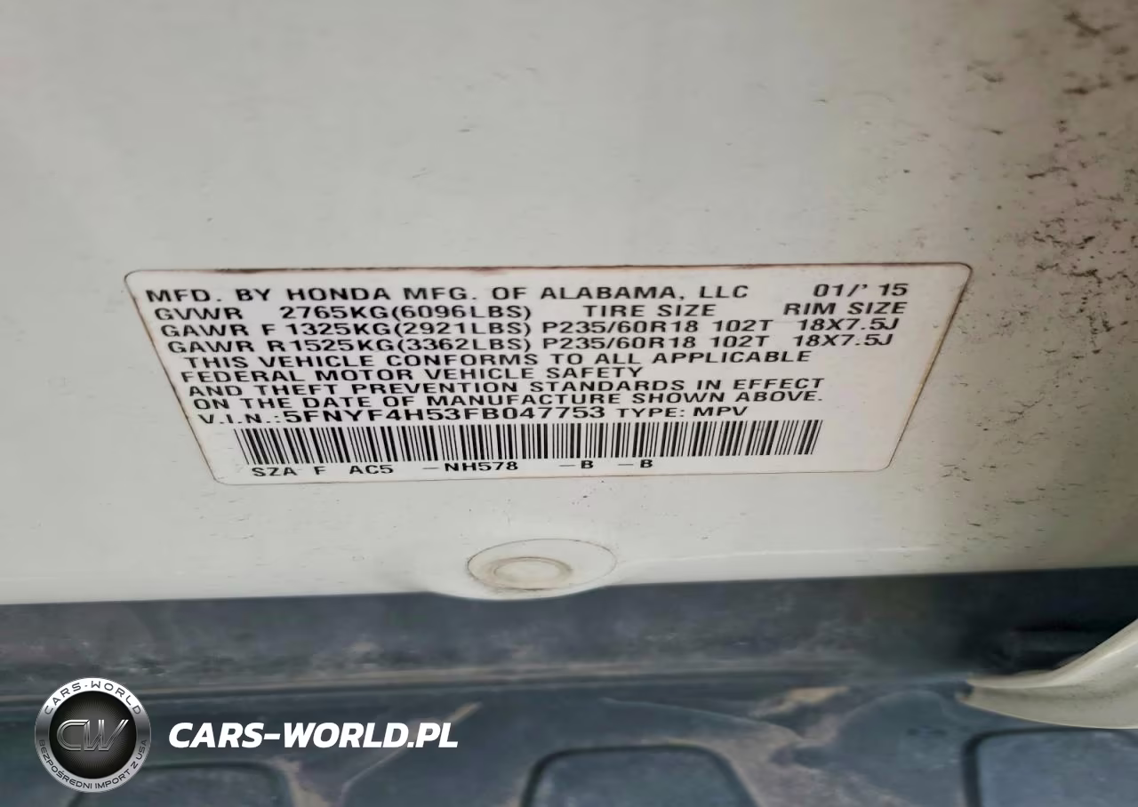 2015 Honda Pilot Ex-L VIN:5FNYF4H53FB047753 - 13