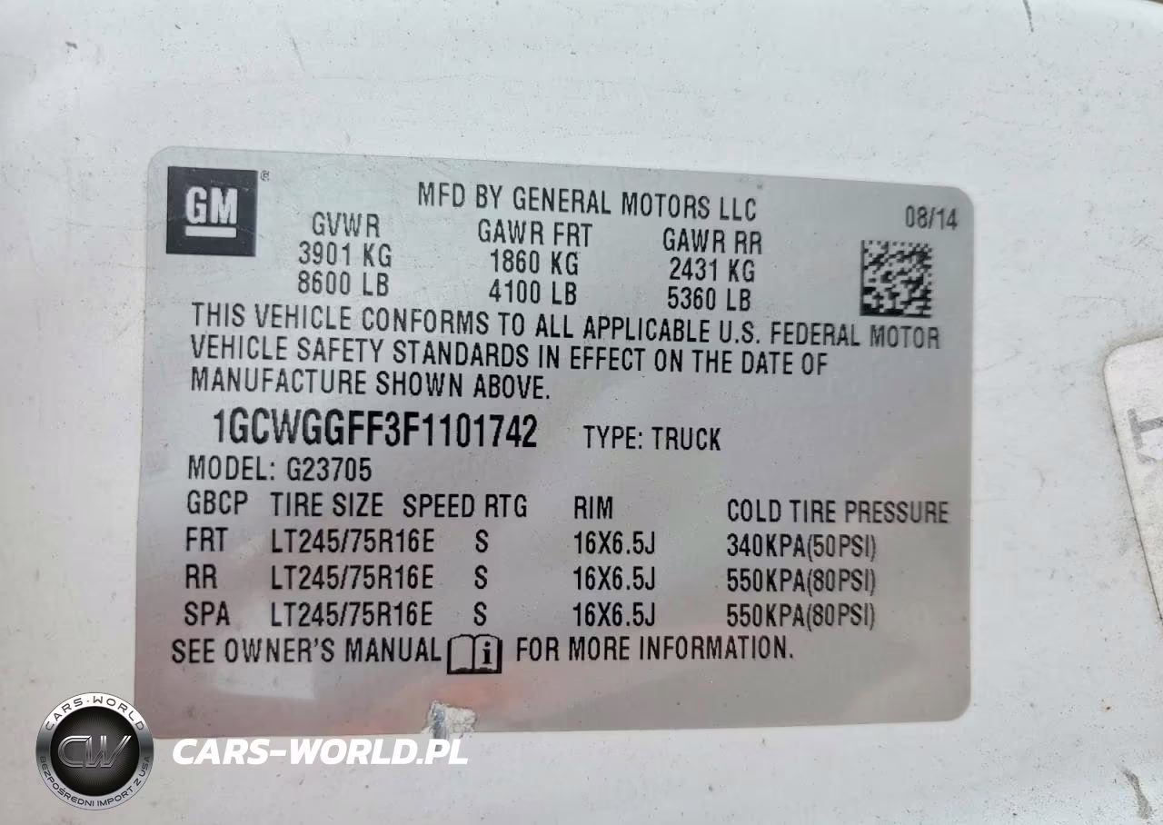 2015 Chevrolet Express G2500 VIN:1GCWGGFF3F1101742 - 13