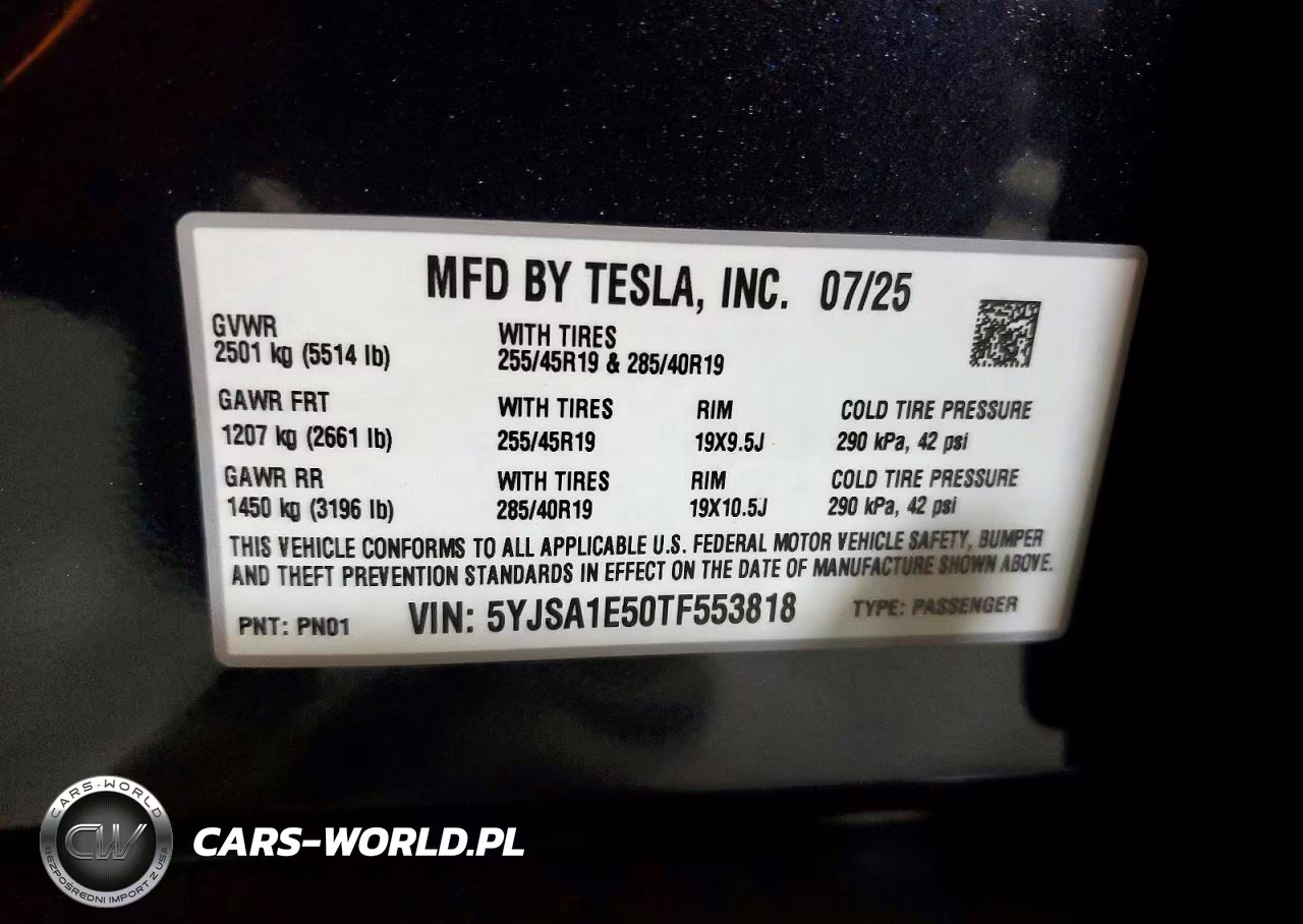2026 Tesla Model S VIN:5YJSA1E50TF553818 - 12