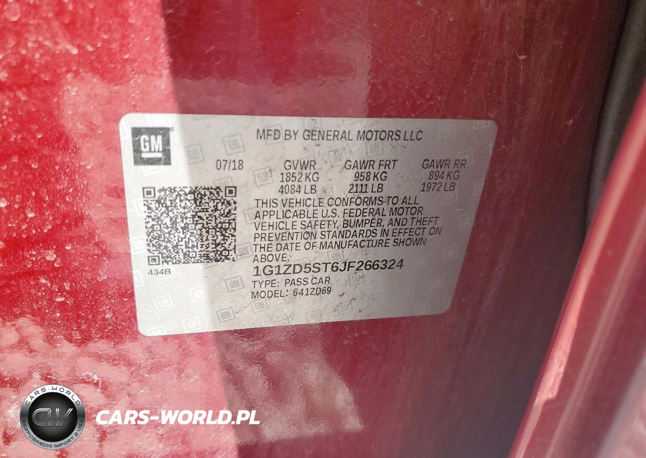 2018 Chevrolet Malibu Lt VIN:1G1ZD5ST6JF266324 - 12