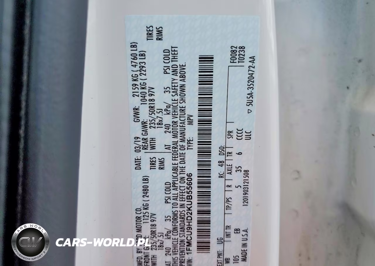 2019 Ford Escape Sel VIN:1FMCU9HD2KUB55606 - 13