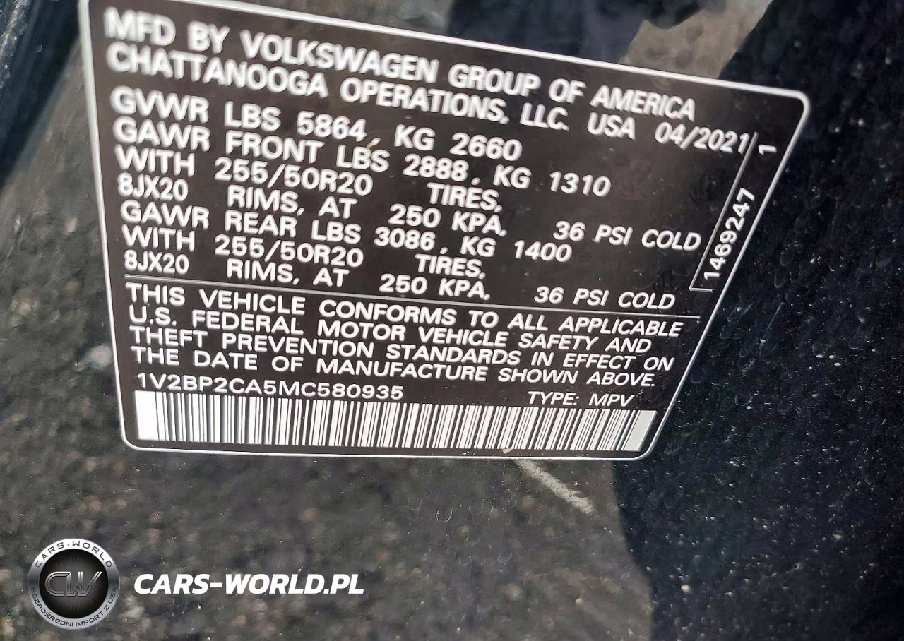 2021 Volkswagen Atlas Sel VIN:1V2BP2CA5MC580935 - 12