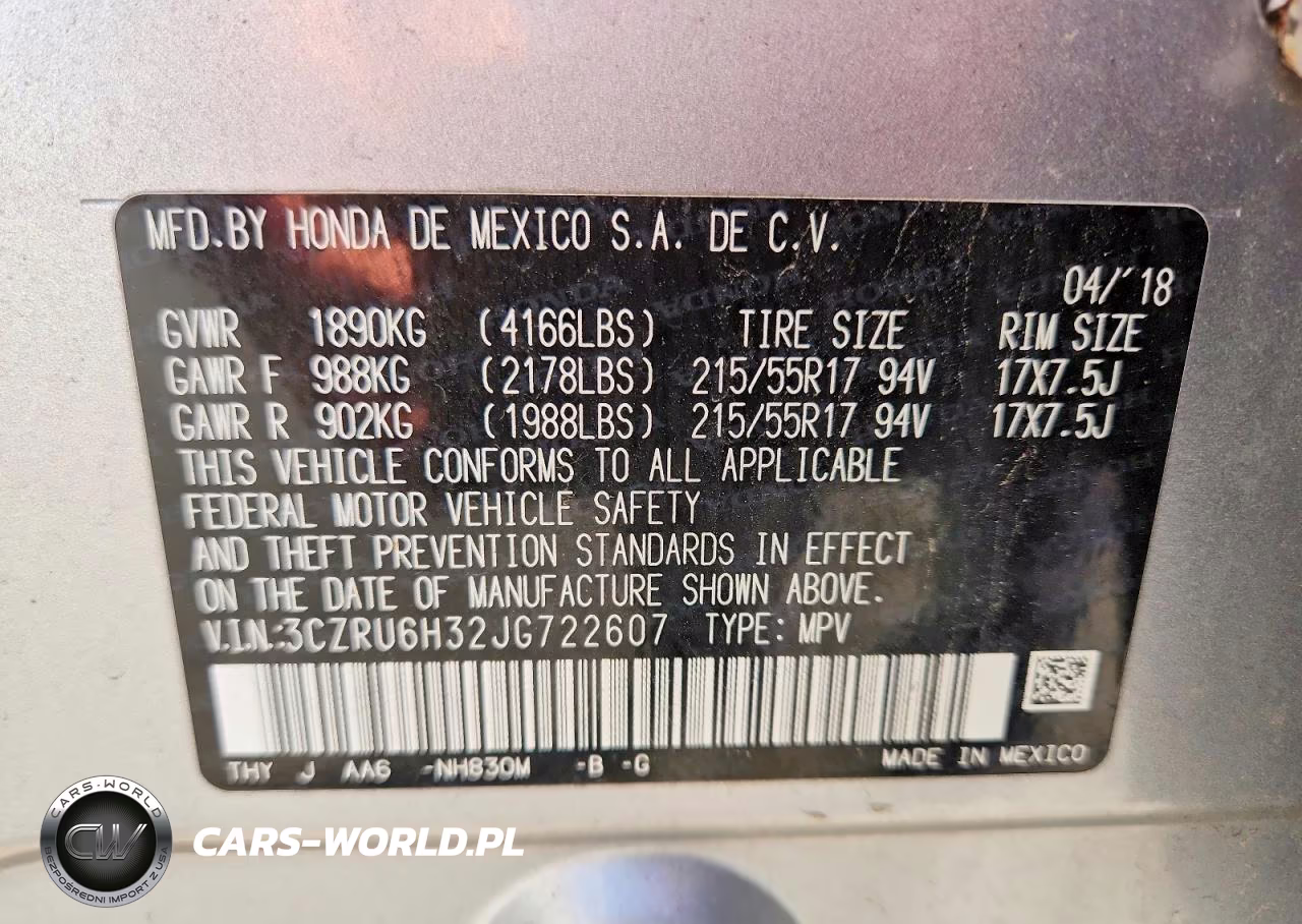 2018 Honda Hr-V Lx VIN:3CZRU6H32JG722607 - 12
