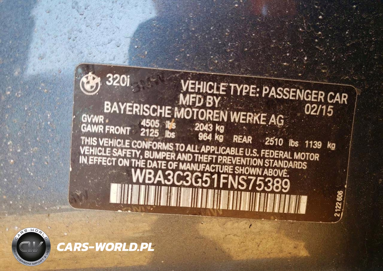 2015 BMW 320 I xDrive VIN:WBA3C3G51FNS75389 - 12