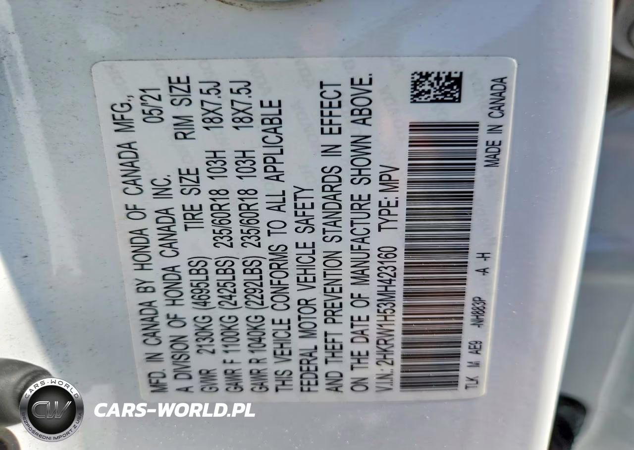 2021 Honda Cr-V Ex VIN:2HKRW1H53MH423160 - 13