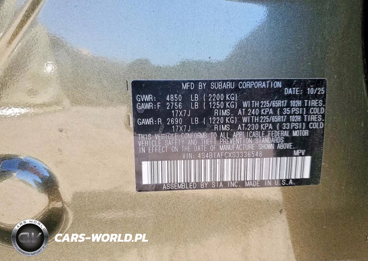 2025 Subaru Outback Premium VIN:4S4BTAFCXS3336548 - 13