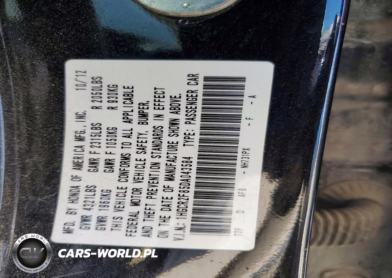 2013 Honda Accord Exl VIN:1HGCR2F85DA043584 - 12