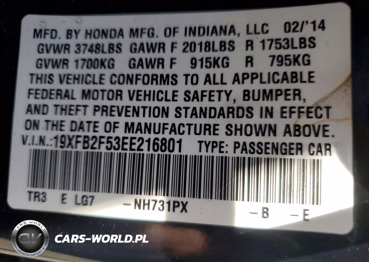 2014 Honda Civic Lx VIN:19XFB2F53EE216801 - 13