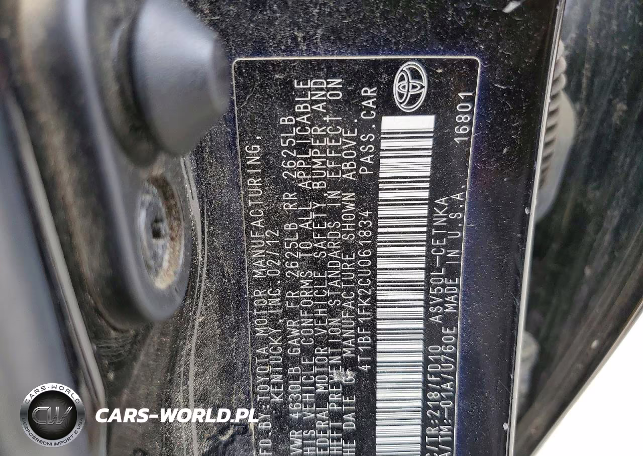 2012 Toyota Camry Le VIN:4T1BF1FK2CU061834 - 12
