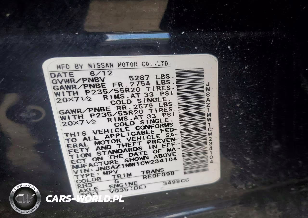 2012 Nissan Murano S VIN:JN8AZ1MW1CW234104 - 12