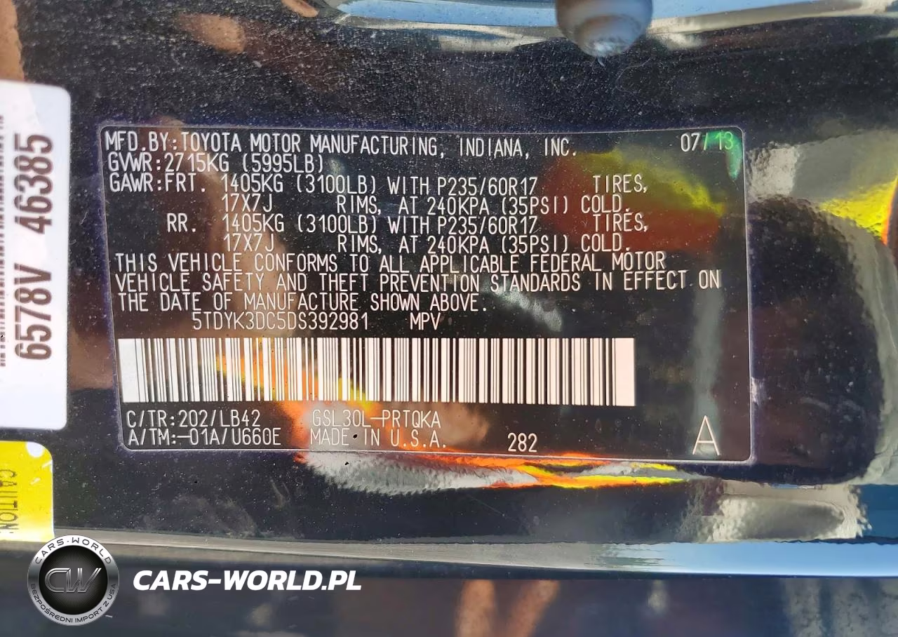 2013 Toyota Sienna Xle 8-Passenger VIN:5TDYK3DC5DS392981 - 13
