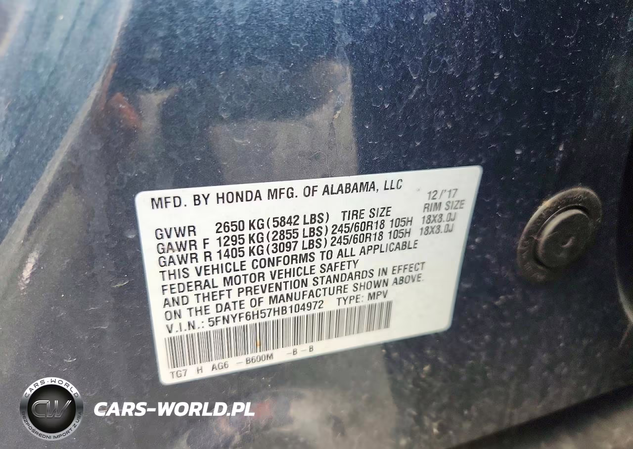 2017 Honda Pilot Exl VIN:5FNYF6H57HB104972 - 13