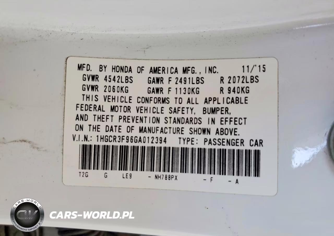 2016 Honda Accord Touring VIN:1HGCR3F96GA012394 - 13