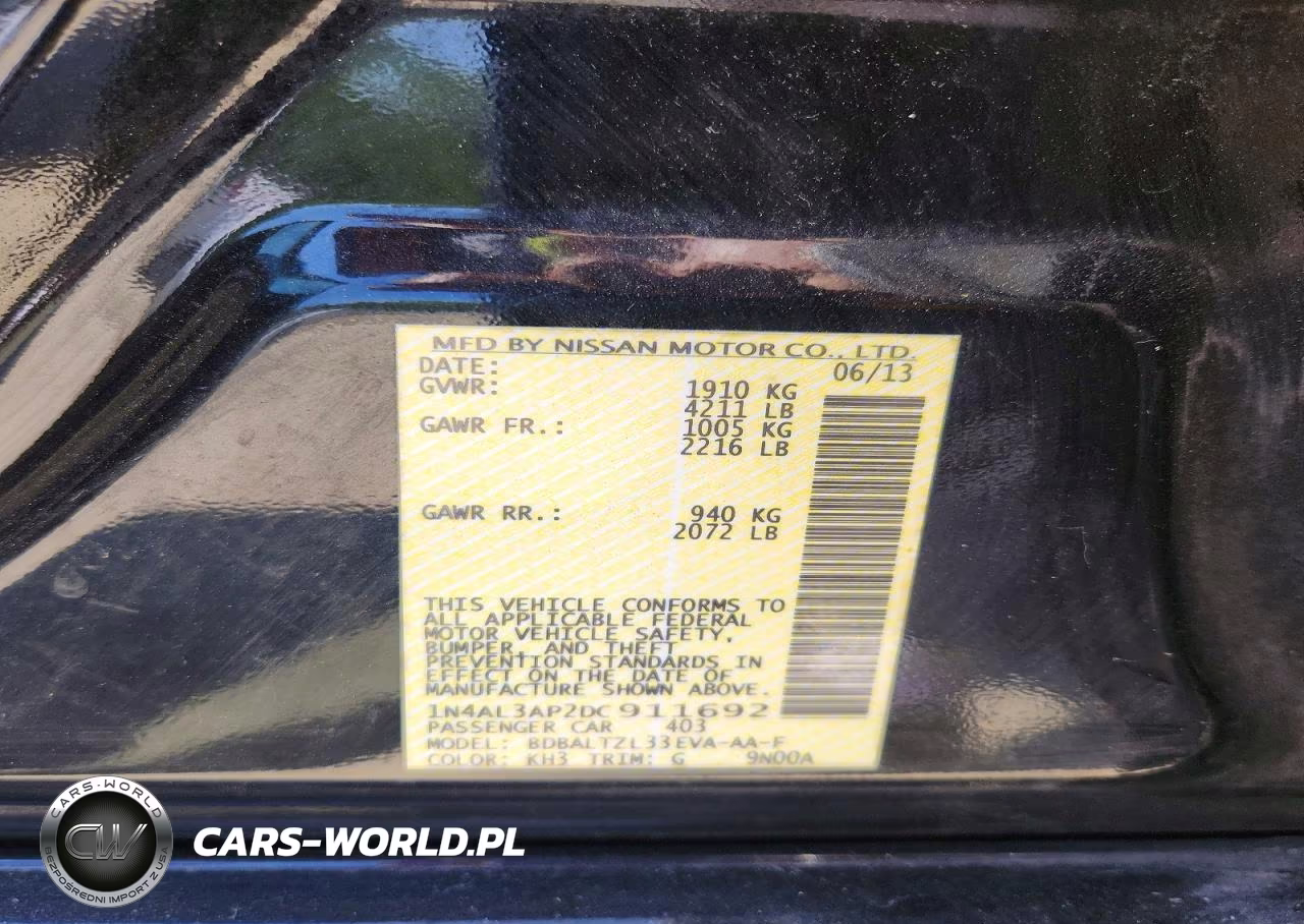 2013 Nissan Altima 2.5 VIN:1N4AL3AP2DC911692 - 12