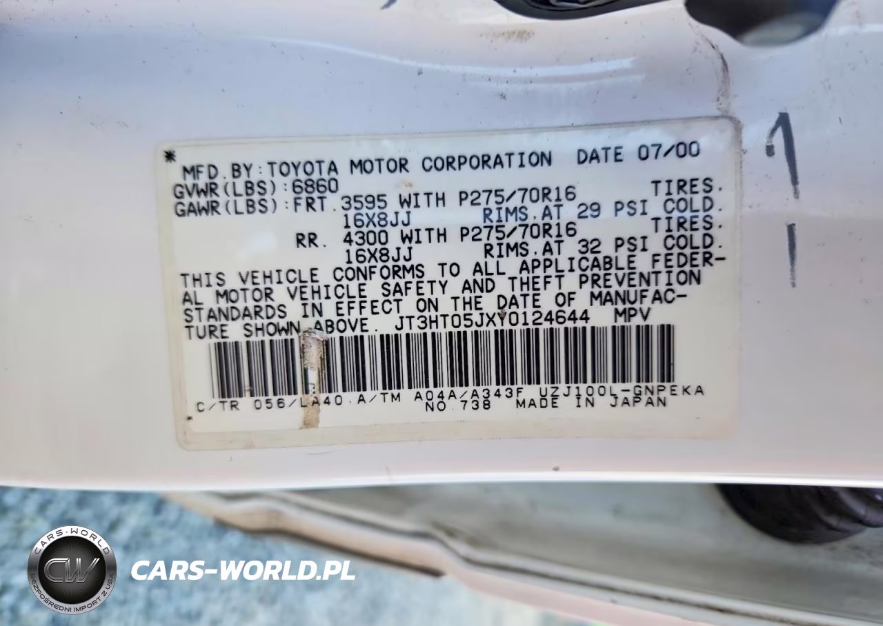 2000 Toyota Land Cruiser Base VIN:JT3HT05JXY0124644 - 13
