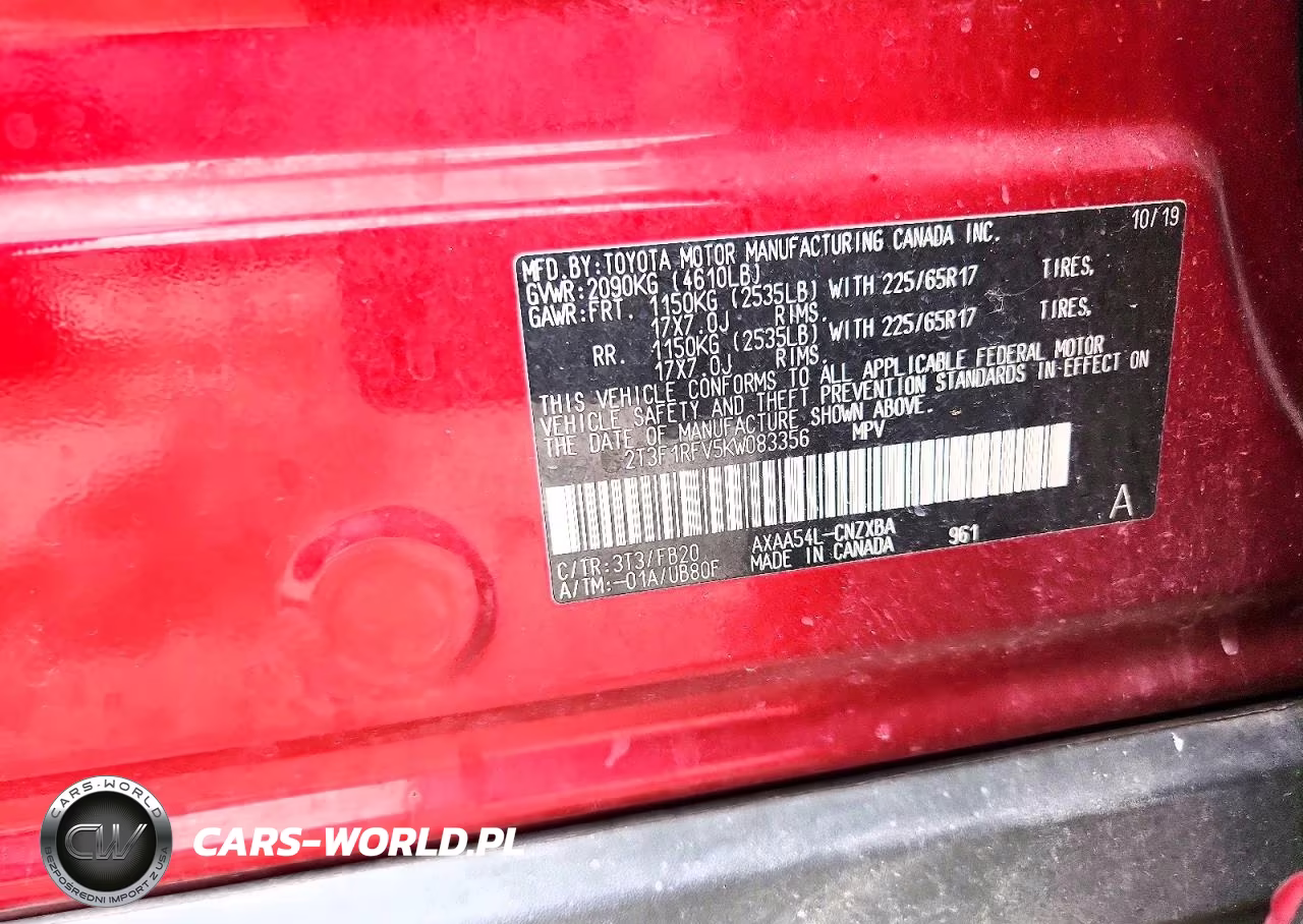 2019 Toyota Rav 4 VIN:2T3F1RFV5KW083356 - 13