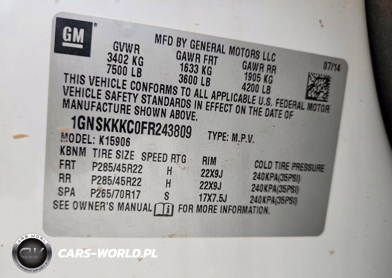 2015 Chevrolet Suburban K1500 Ltz VIN:1GNSKKKC0FR243809 - 14