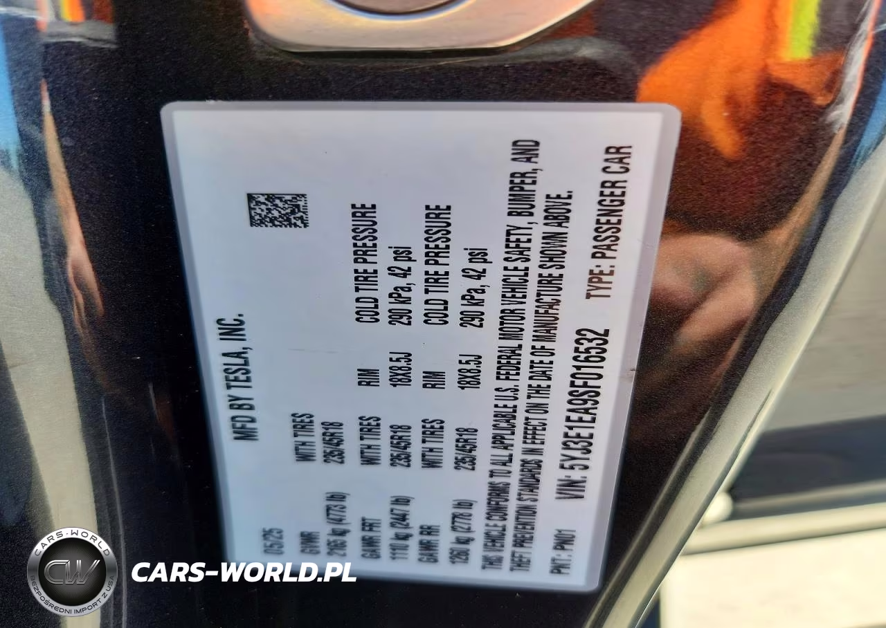 2025 Tesla Model 3 VIN:5YJ3E1EA9SF016532 - 12