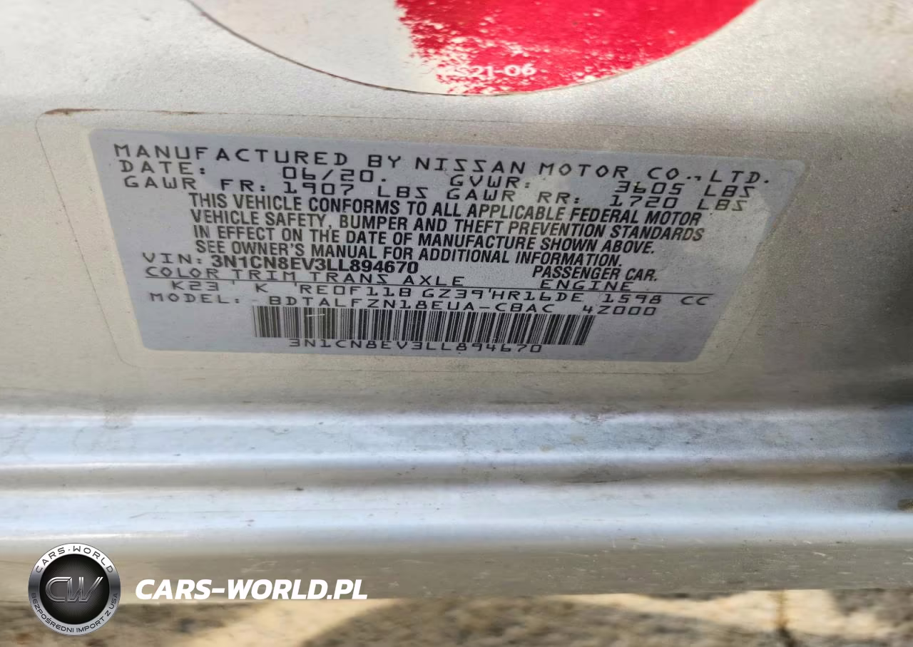 2020 Nissan Versa Sv VIN:3N1CN8EV3LL894670 - 13