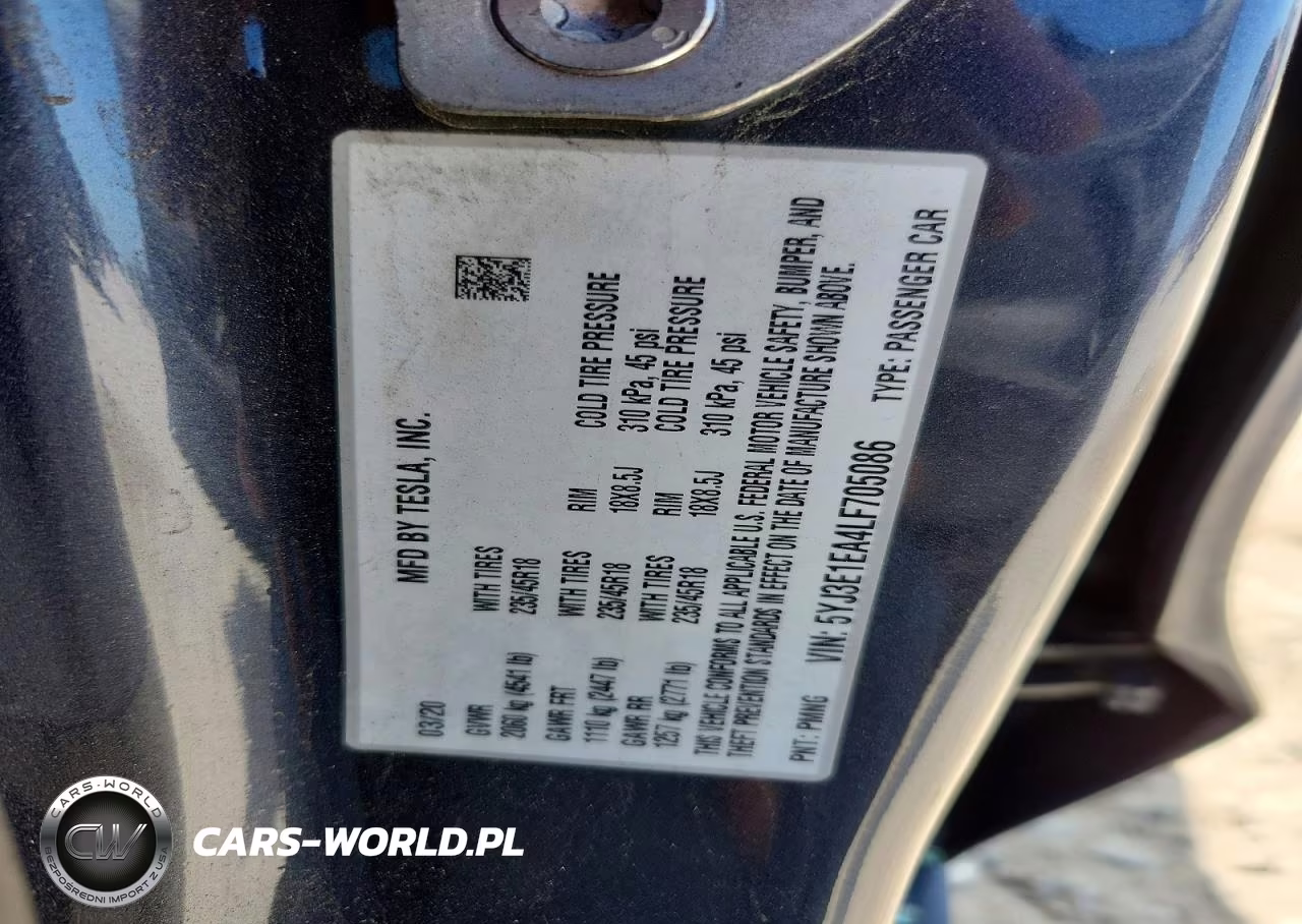 2020 Tesla Model 3 VIN:5YJ3E1EA4LF705086 - 13