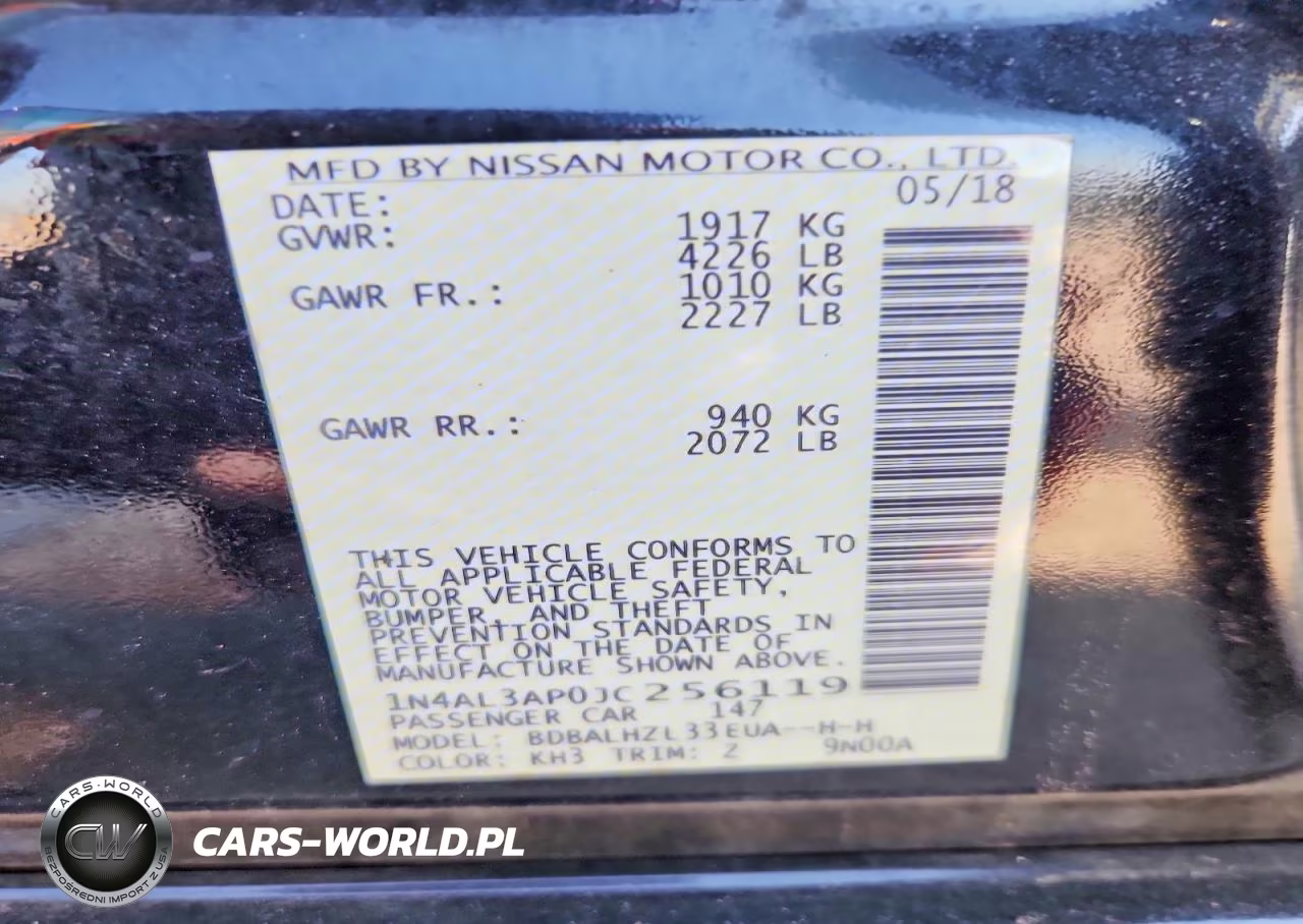 2018 Nissan Altima 2.5 Sr VIN:1N4AL3AP0JC256119 - 12