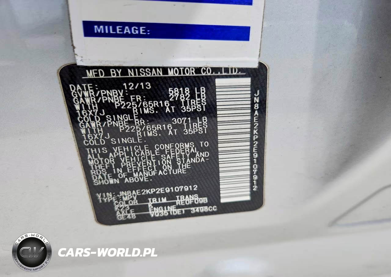 2014 Nissan Quest Sv VIN:JN8AE2KP2E9107912 - 14
