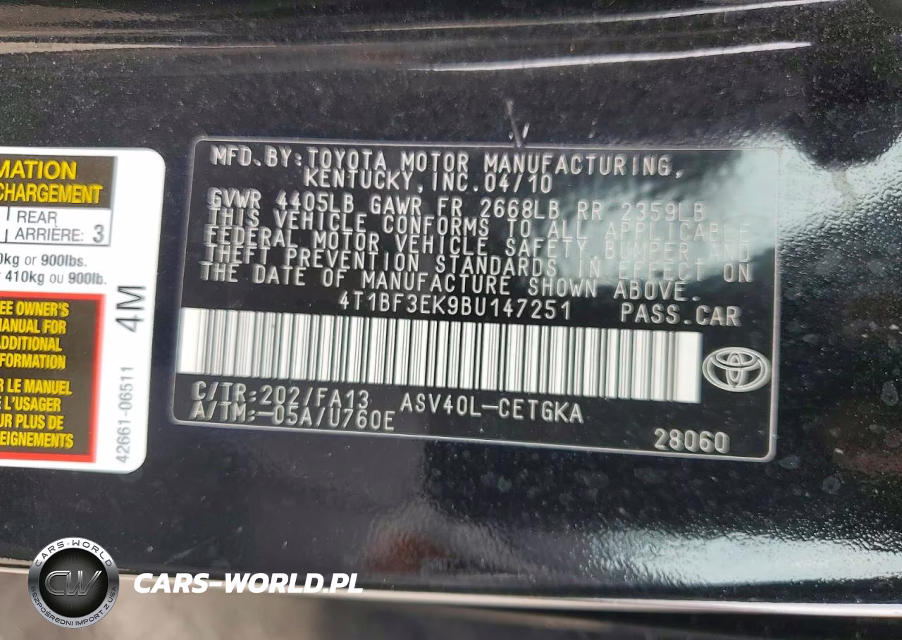 2011 Toyota Camry VIN:4T1BF3EK9BU147251 - 12