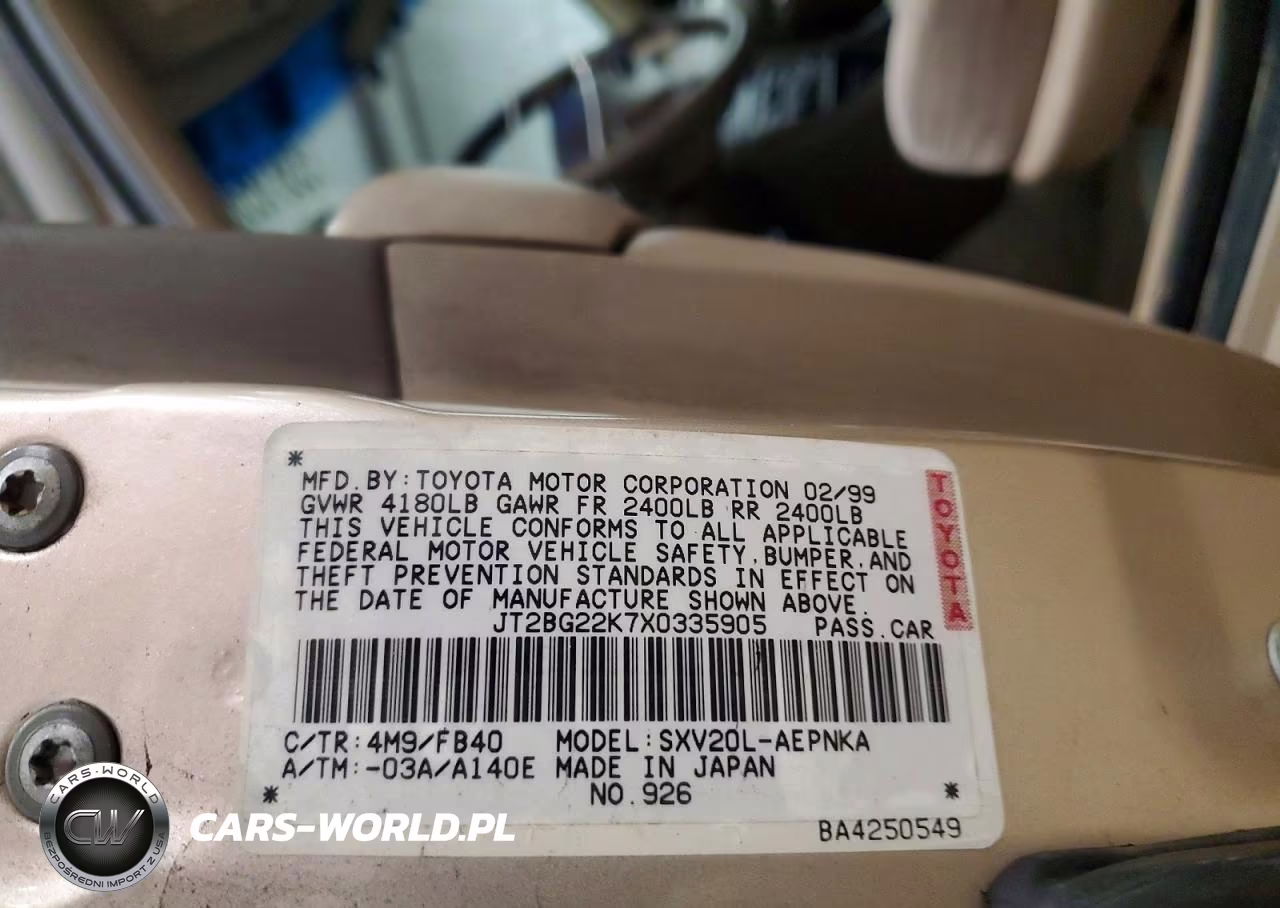 1999 Toyota Camry Le VIN:JT2BG22K7X0335905 - 12