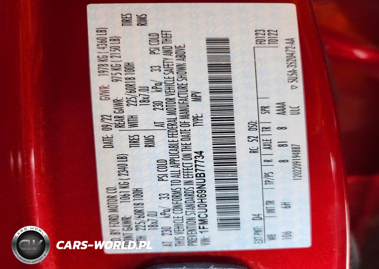 2022 Ford Escape Sel VIN:1FMCU0H69NUB77734 - 13