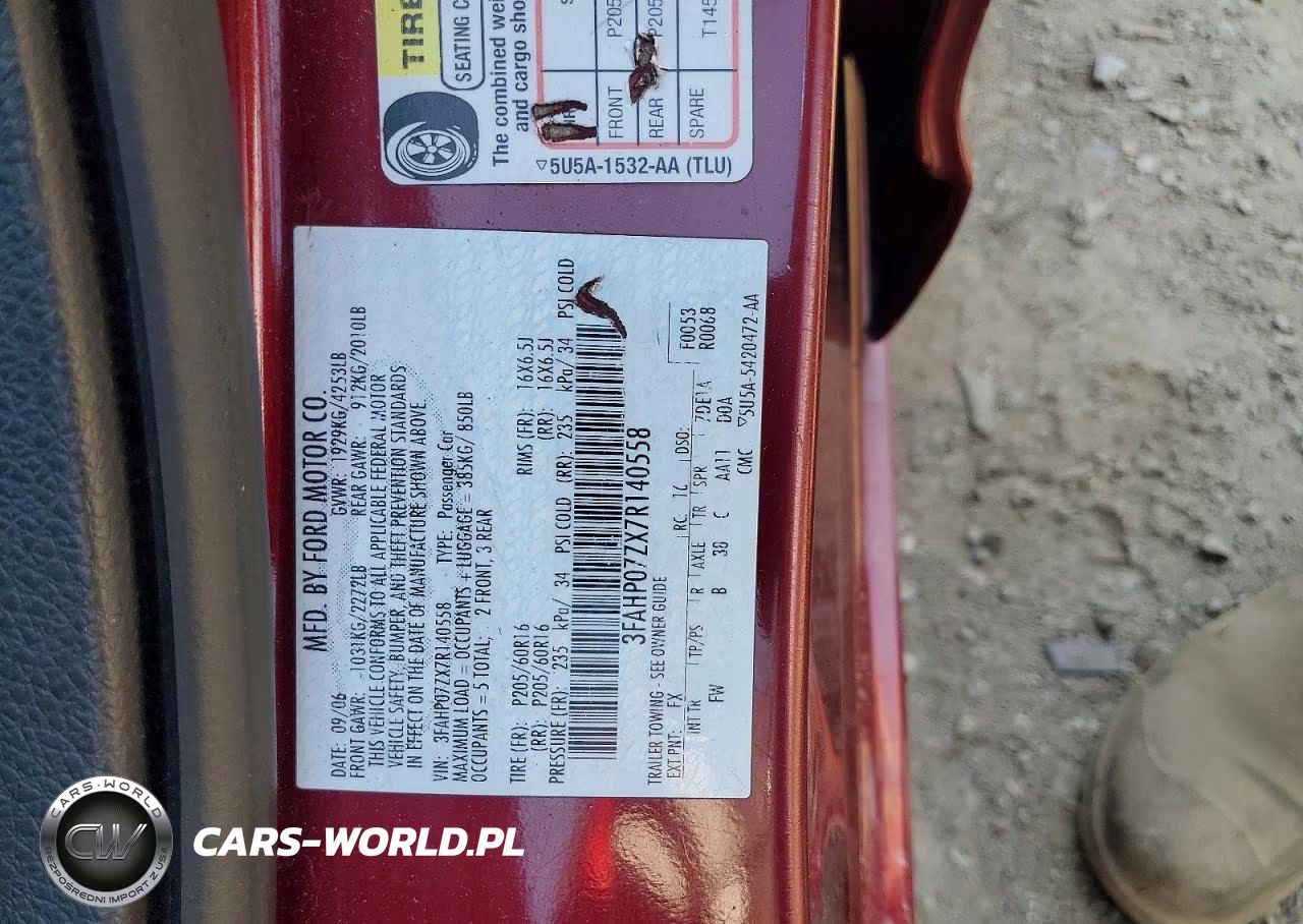 2007 Ford Fusion Se VIN:3FAHP07ZX7R140558 - 12
